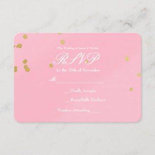 invitación de tarjeta de respuesta de confeti rosa
