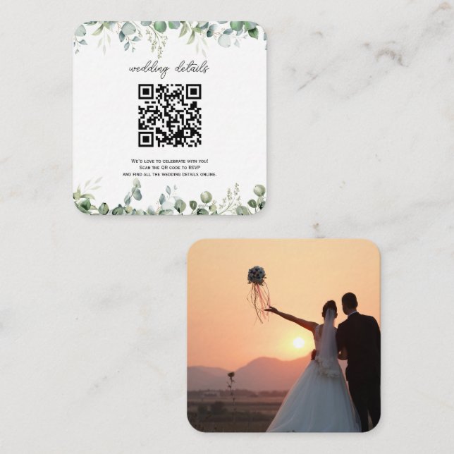 Invitación de Tarjeta de RSVP con Código QR de Ver (Anverso / Reverso)