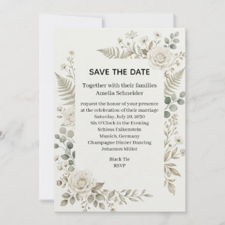 Invitación de Tarjeta de Save the Date de Helecho