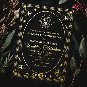 Invitación de Tarjeta de Tarot Celestial Negra con