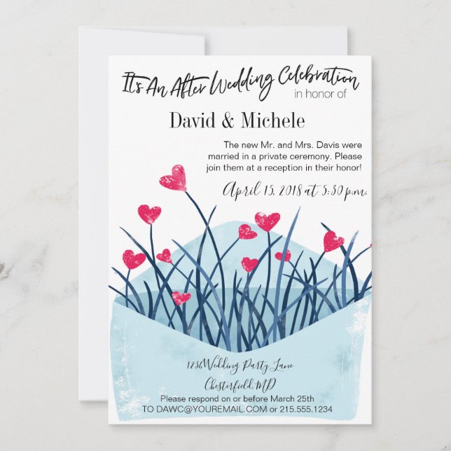 Invitación de Tarjeta Llena de Corazón para Fiesta (Anverso)