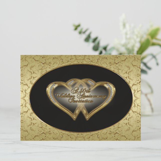 Invitación de tarjeta para 50 aniversario de bodas (Anverso de pie)