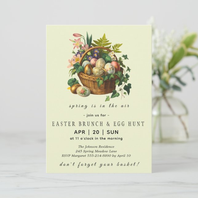 Invitación de tarjeta plana para Brunch de Pascua  (Anverso de pie)