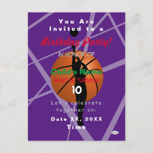 Invitación de Tarjeta Postal con Tema de Baloncest