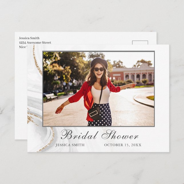 Invitación de Tarjeta Postal de Boda con Acuarela  (Anverso / Reverso)