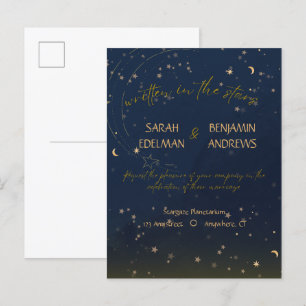 Invitación de tarjeta postal de boda Escrito en la