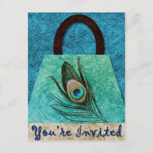 Invitación de Tarjeta Postal de Bolso de Pluma de 