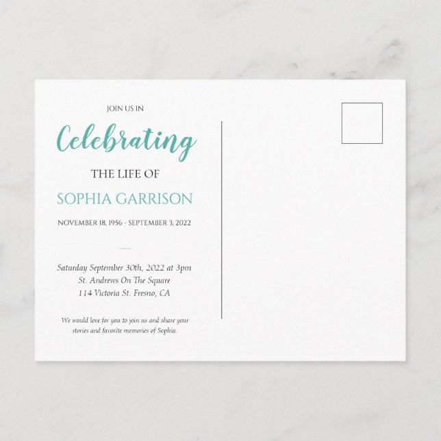 Invitación de Tarjeta Postal de Celebración de Vid (Reverso)