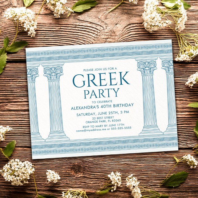 invitación de tarjeta postal de fiesta griega con  (Subido por el creador)