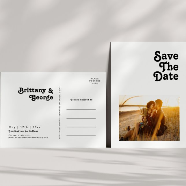 Invitación de Tarjeta Postal de Letra Moderna Retr (Subido por el creador)