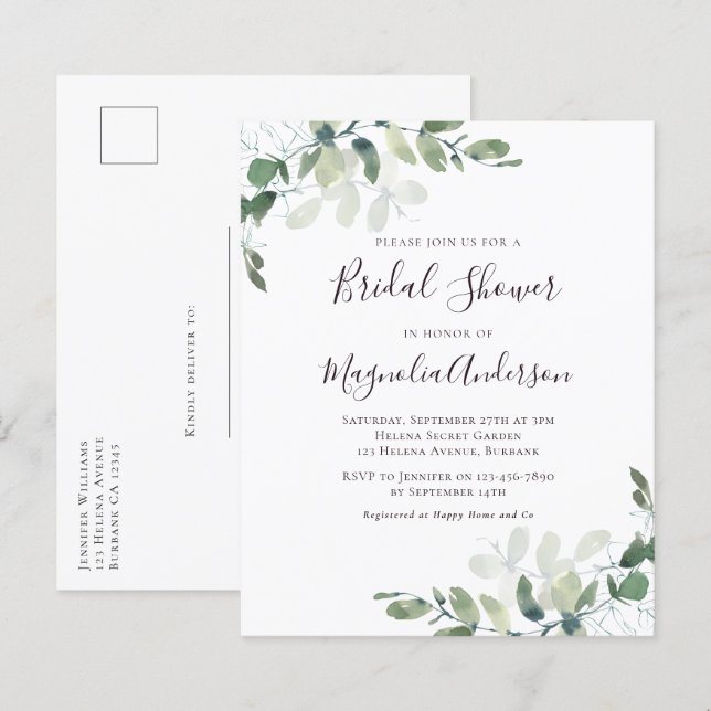 Invitación de tarjeta postal para despedida de sol (Anverso / Reverso)