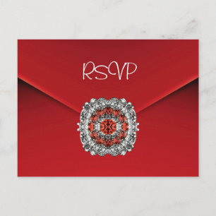 Invitación de tarjeta postal RSVP Red Diamond Jewe