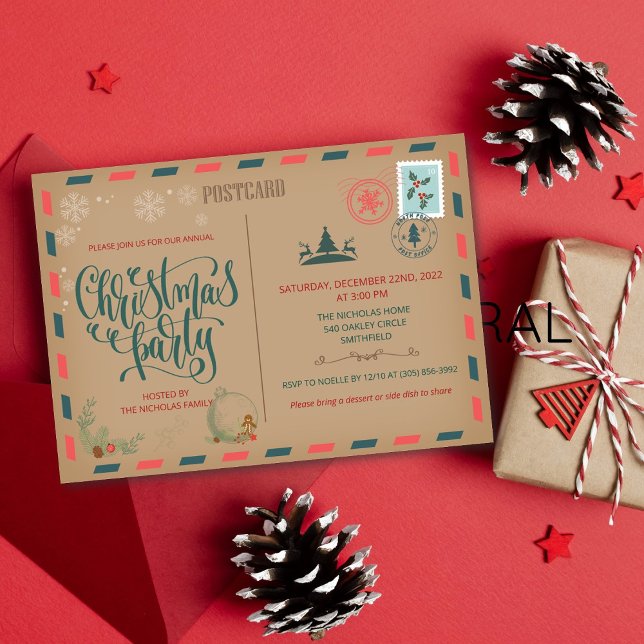 Invitación de tarjeta postal rústica de vacaciones (Subido por el creador)