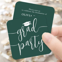 Invitación de Tarjeta Verde Oscura para Fiesta de 