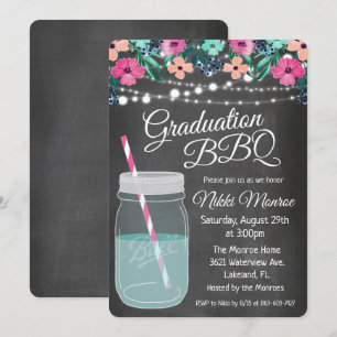 Invitación de tarro de Mason para barbacoa de grad