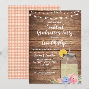 Invitación de Tarro Rústico para Fiesta de Graduac