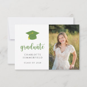 Invitación de Tassel con tapón de oro verde simple