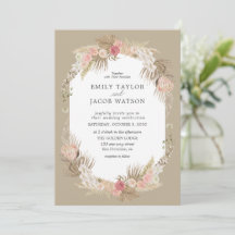 Invitación de Taupe Boho Floral Wedding