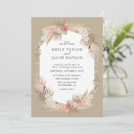 Invitación de Taupe Boho Floral Wedding