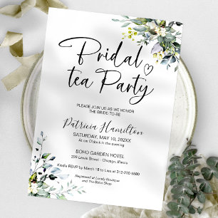 Invitación de té de boda con vegetación