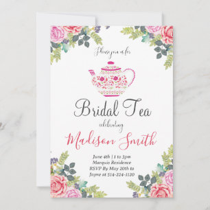 Invitación de té de boda de tetera 