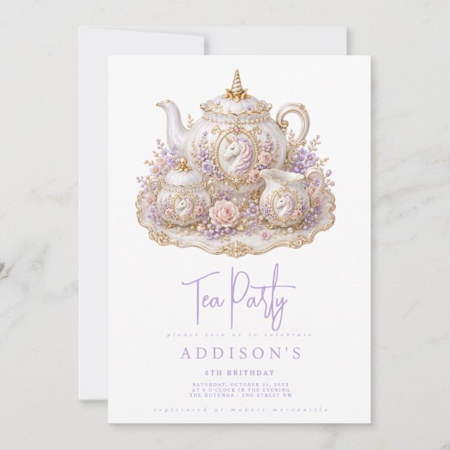 Invitación de té de cumpleaños (Anverso)