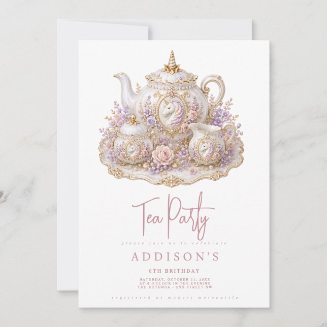 Invitación de té de cumpleaños (Anverso)