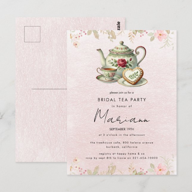Invitación de Té de Despedida de Soltera con Teter (Anverso / Reverso)