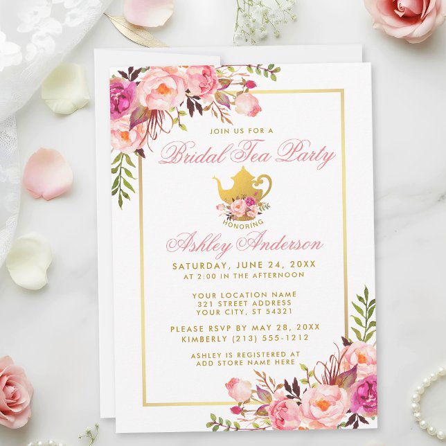 Invitación de té de fiesta de despedida de soltera (Customize to change text size, text style or text color.)