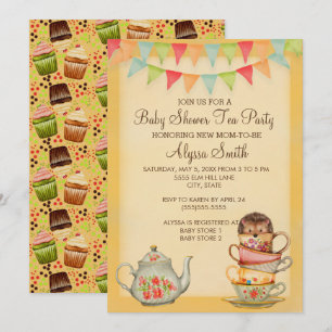 Invitación de té de fiesta de shower de bebé de ma