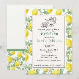 Invitación de té de novia con patrón de limón amar
