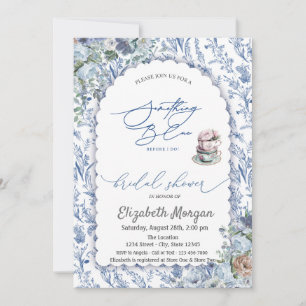 Invitación de té de novia con taza de acuarela y f