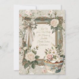 Invitación de té floral First Bloom para Sweet 16