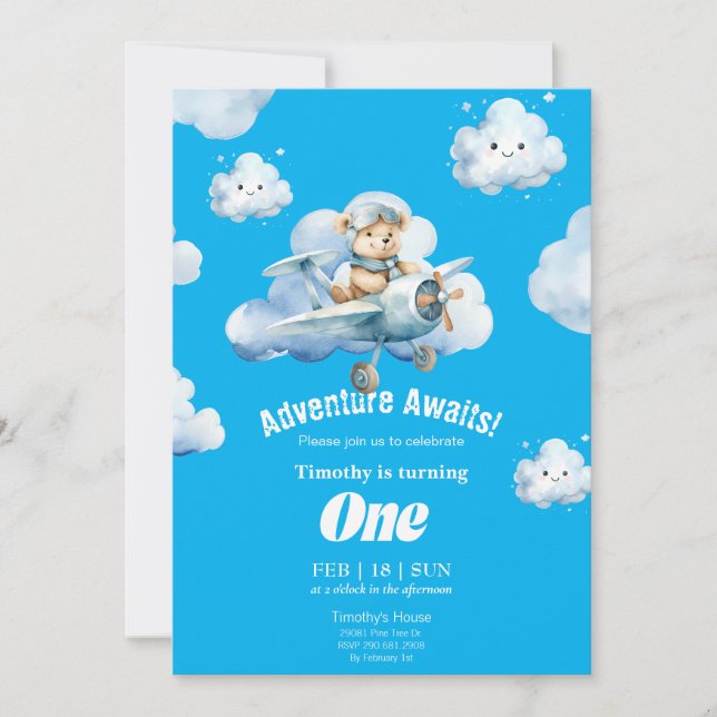 Invitación de Teddy al primer cumpleaños de Sky Sa (Anverso)