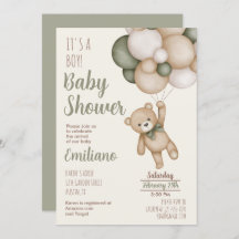 Invitación de Teddy Bear Baby Shower Boy