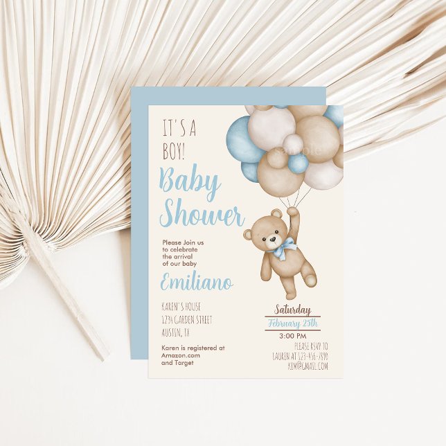 Invitación de Teddy Bear Baby Shower Boy (Subido por el creador)