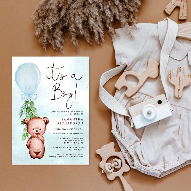 Invitación de Teddy Bear Baby Shower Boy (Subido por el creador)
