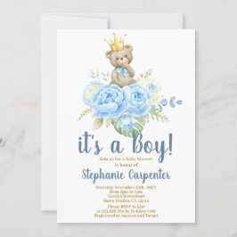 Invitación de Teddy Bear Baby Shower Boy