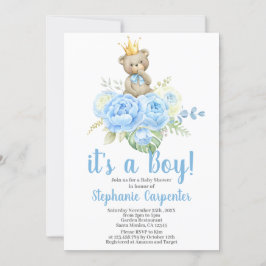 Invitación de Teddy Bear Baby Shower Boy