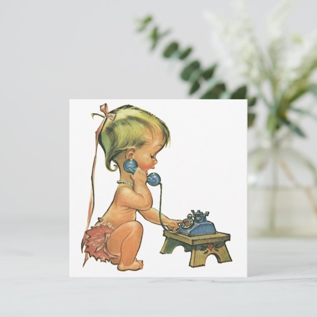 Invitación de teléfono de juguete a un Chica de mo (Anverso de pie)