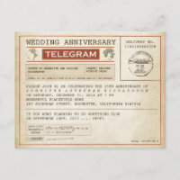 invitación de telegrama de aniversario de bodas vi