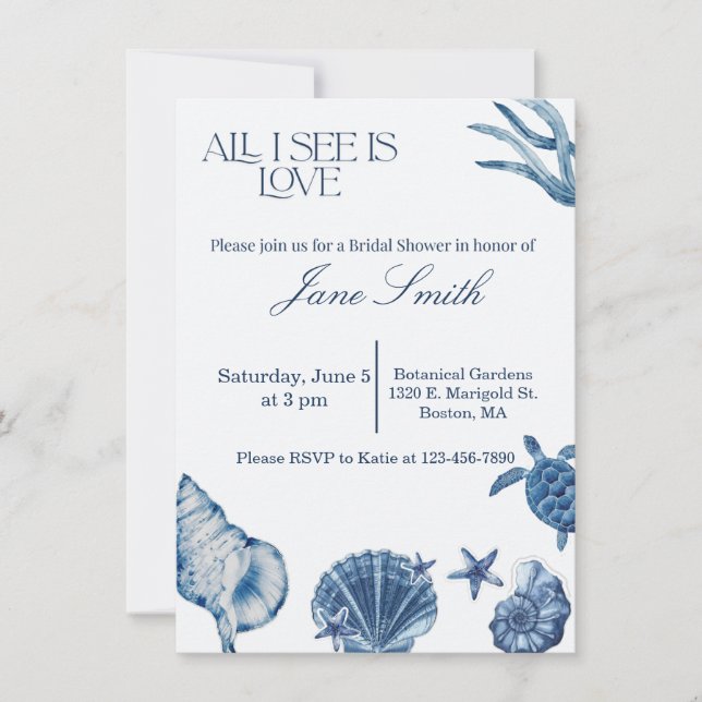 Invitación de tema costero para despedida de solte (Anverso)
