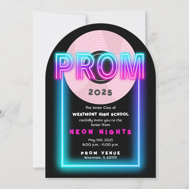 Invitación de tema de baile de graduación de los 8 (Anverso)