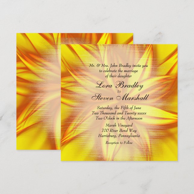 Invitación de tema de boda Floral de Fuego (Anverso / Reverso)