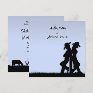 Invitación de tema de boda occidental azul