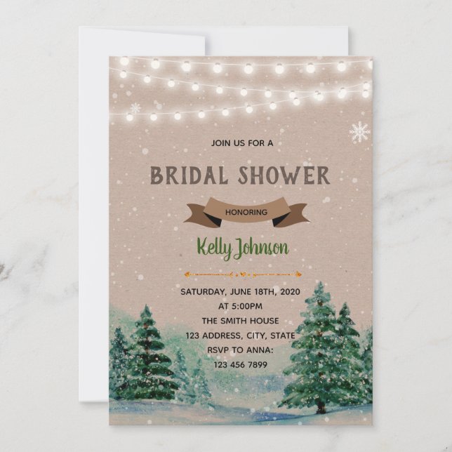invitación de tema de bosque de invierno (Anverso)