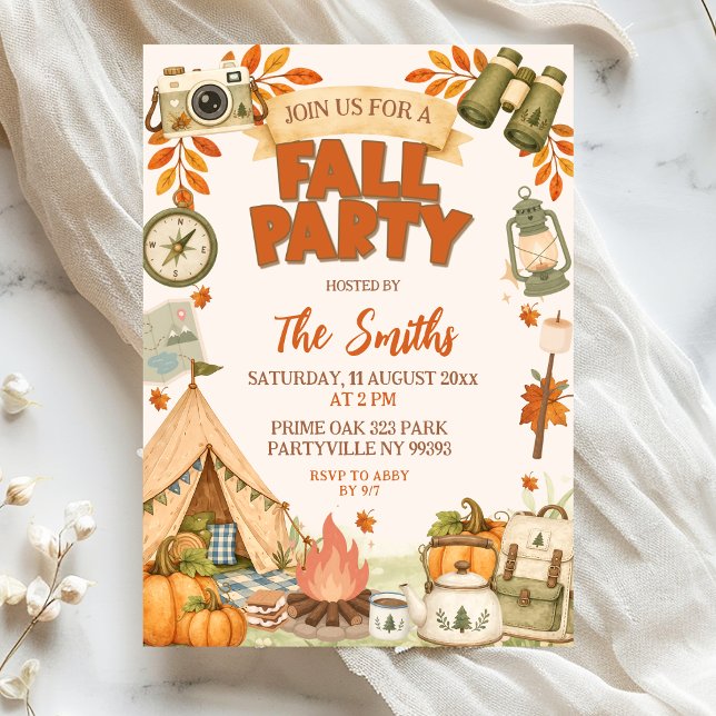 Invitación de tema de campamento de otoño, fiesta  (Subido por el creador)