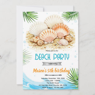 invitación de tema de conchas de playa