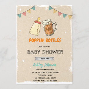 invitación de tema de ducha de bebé de botellas qu