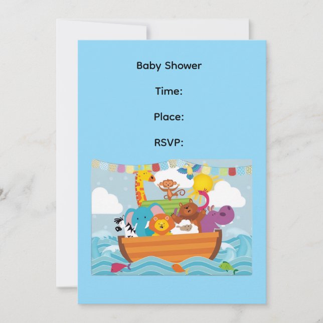 Invitación de tema de ducha de bebé del Arca de No (Anverso)